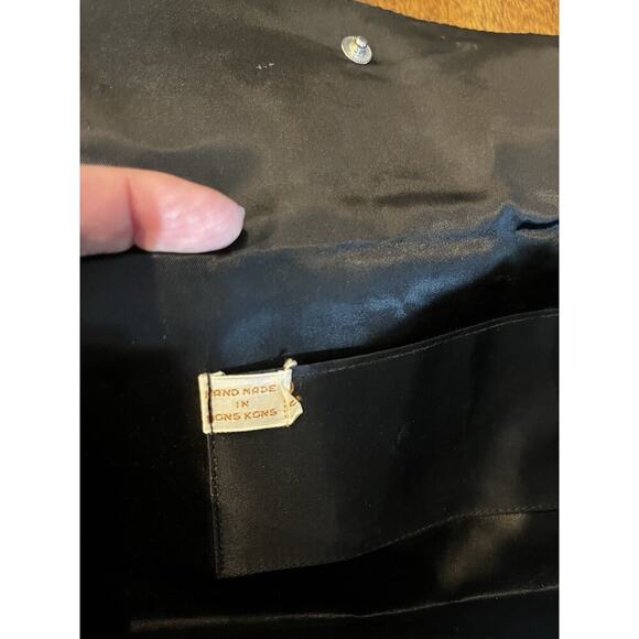 VTG Handmade Hong Kong Womens Evening Bag Clutch Purse Black Beaded Sparkly - Picture 5 of 8